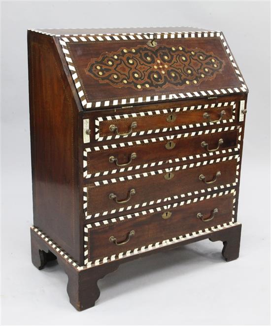 A 19th century mahogany bureau, W.2ft 6in.